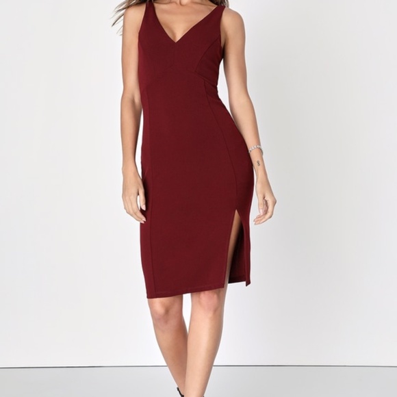 Lulus Iconic Moment Plum Purple Bodycon Midi Dress - Size S - Picture 1 of 1